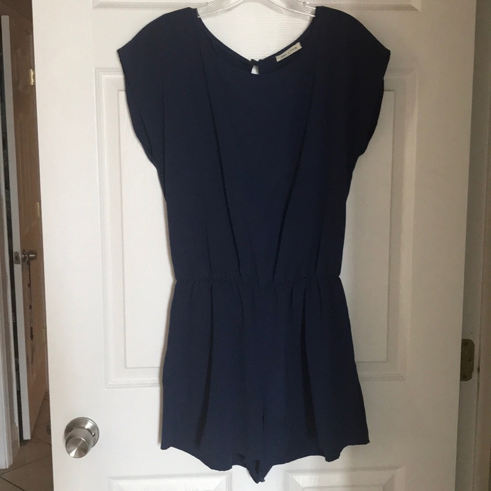 Tea and rose navy romper